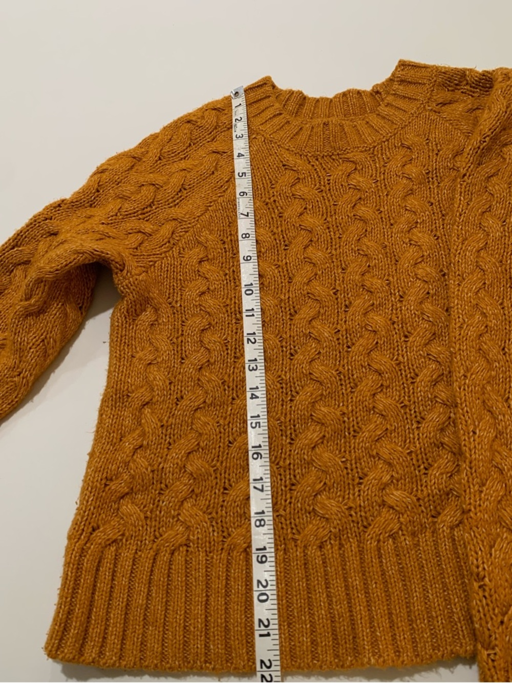Lucky Brand Women's Soft Quinn Cable Knit Sweater, Mustard, Boxy Cropped Cozy, M - Picture 4 of 7
